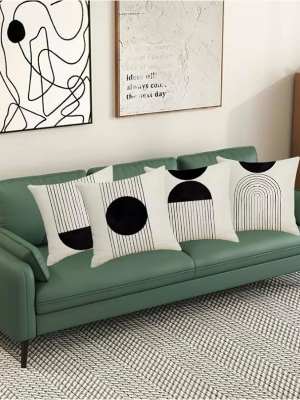 Boho Black & Cream Throw Pillow Covers - Set of 4
